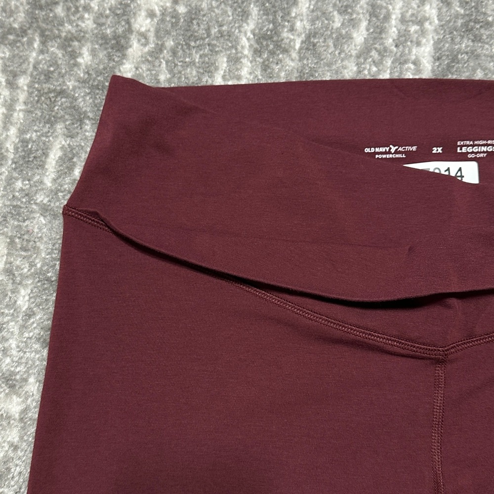 Old Navy Active PowerChill Extra High-Rise Crossover Leggings Burgundy 2X 17014 - Picture 5 of 9